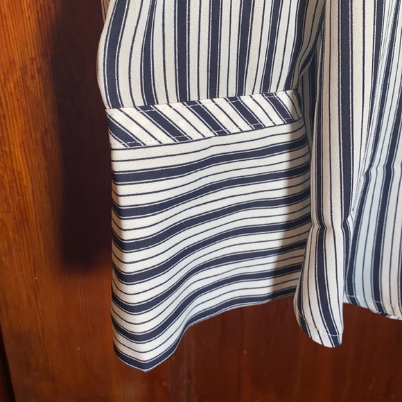 Loft Blue Striped Chiffon Button Blouse - Picture 3 of 4